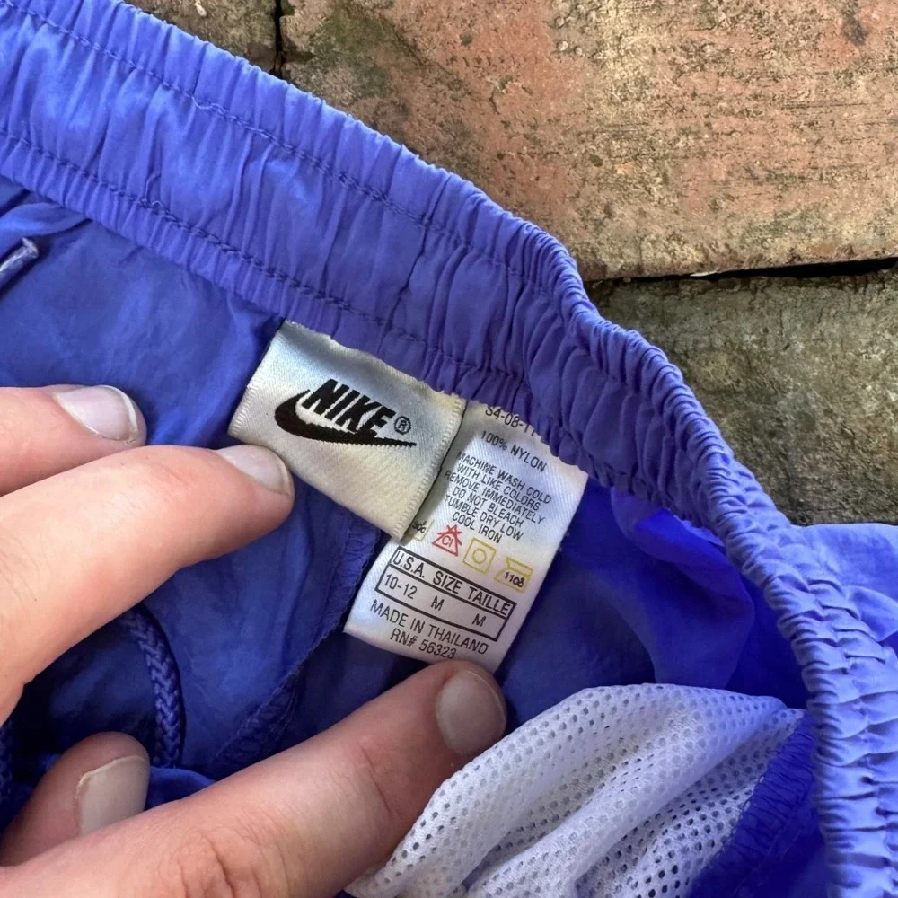 Nike Vintage Royal Blue Nylon Track Pants Mesh Lined Windbreaker Joggers Mens M